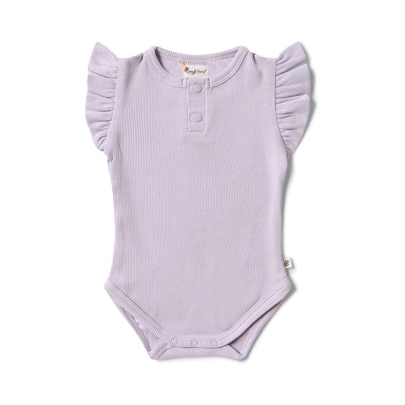 Snuggle Hunny - Organic Short Sleeve Bodysuit with Frill | Lavender