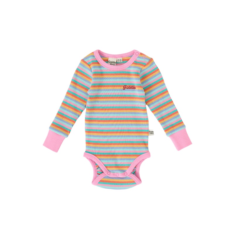 Goldie & Ace - Candy Stripe Long Sleeve Rib Bodysuit