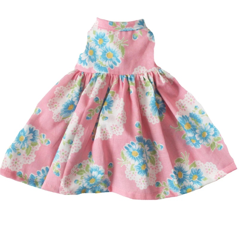 Alimrose - Large Doll Dress (40-45cm) | Blue Pink Daisy