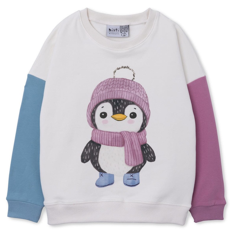Minti Cosy Penguin Furry Crew - Cream/Aqua/Plum