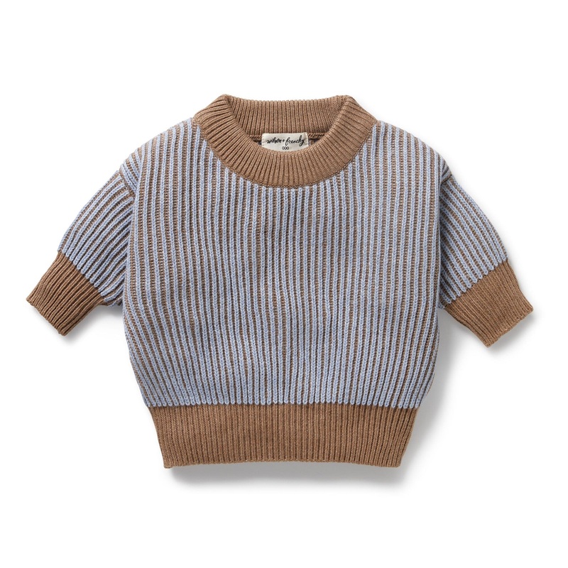 Wilson & Frenchy - Organic Knitted Ribbed Jumper | Coco Blue Speckle