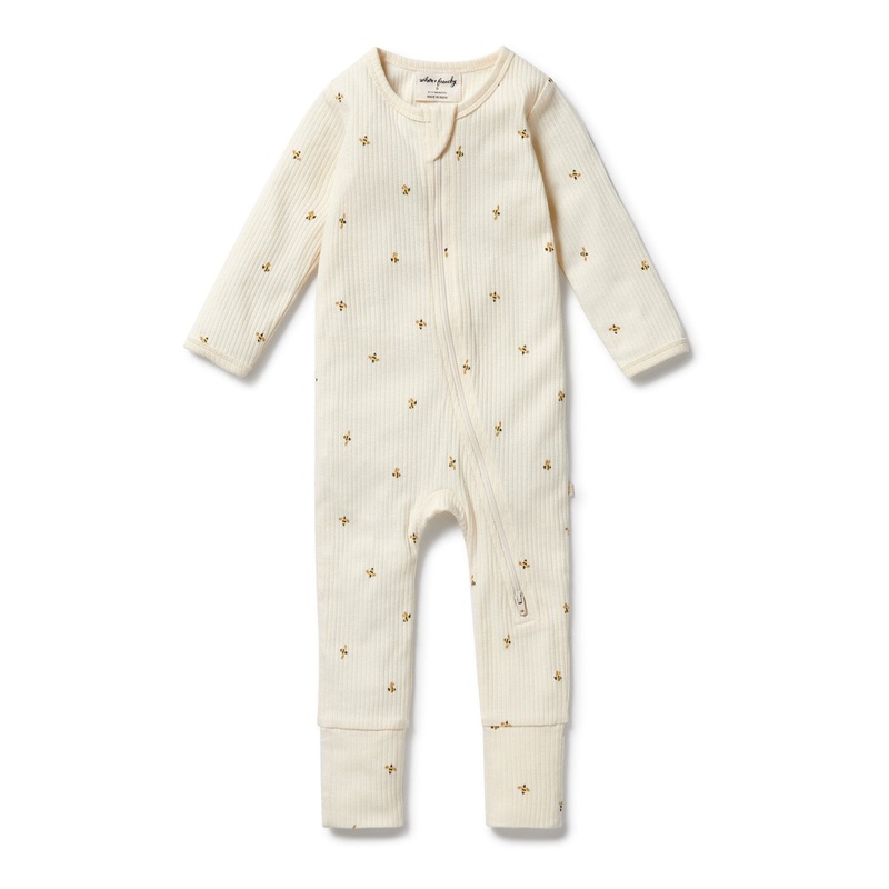 Wilson & Frenchy - Organic Zipsuit with Feet | Bee Mine