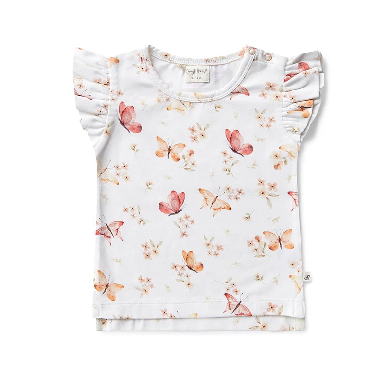 Snuggle Hunny - Organic T-Shirt with Frill | Butterfly
