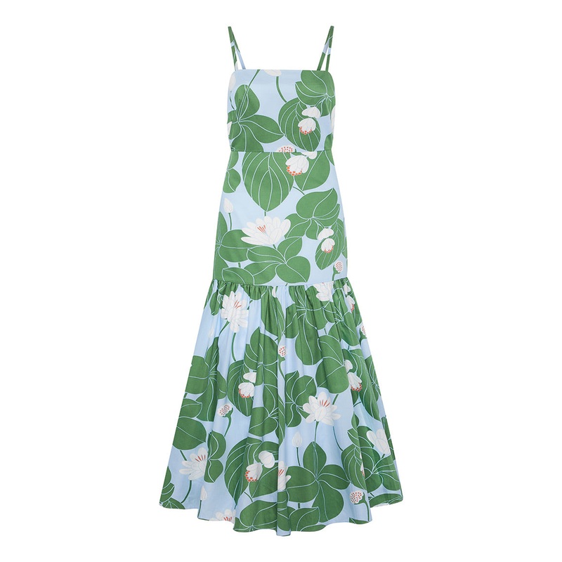 Cordiela Cotton Maxi Dress in Waterlily Green