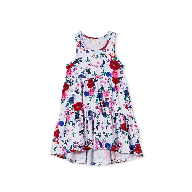 Milky bouquet floral dress in white