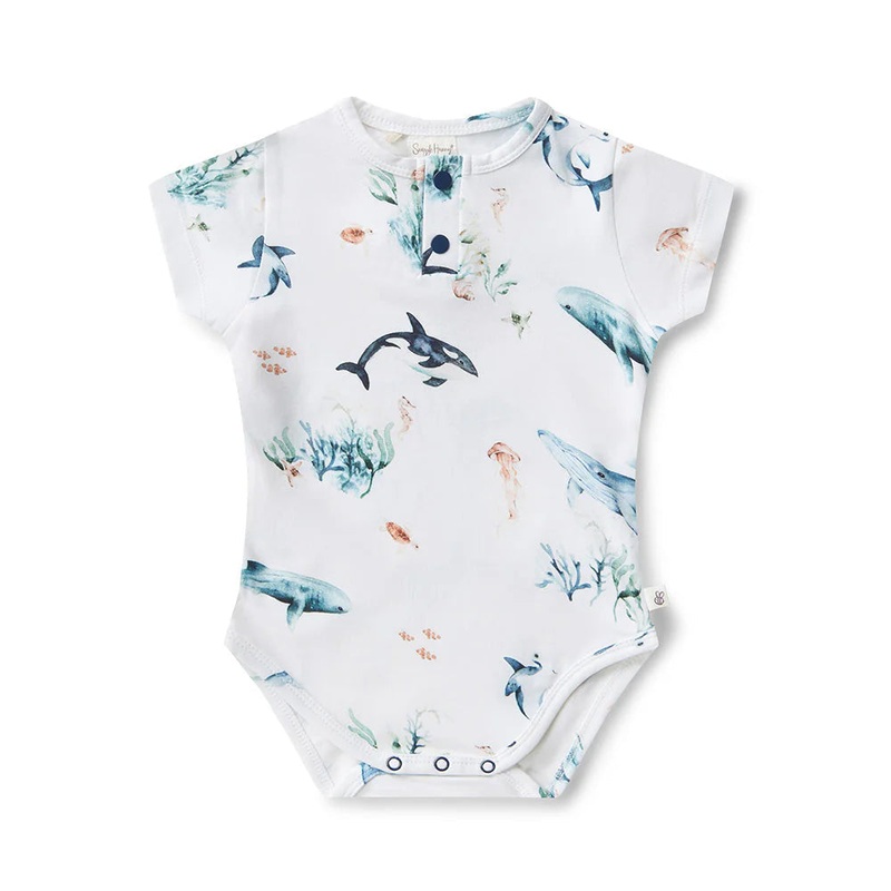 Snuggle Hunny - Organic Short Sleeve Bodysuit | Ocean