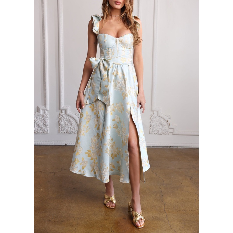 The Vera Dress in Ballad Blue Baroque Floral