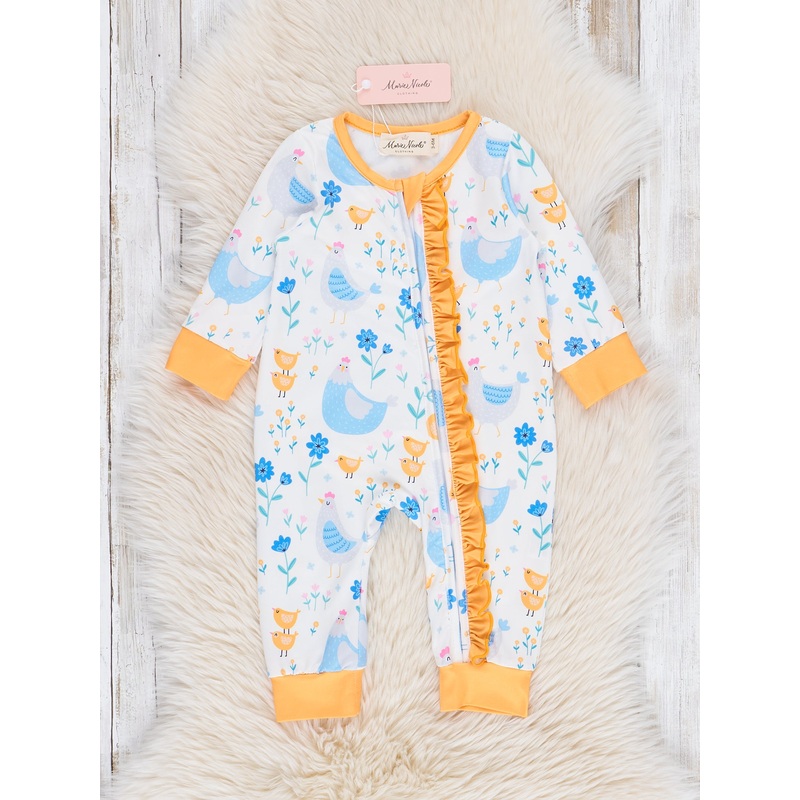 Golden Chickadee Ruffle Sleeper Pajamas