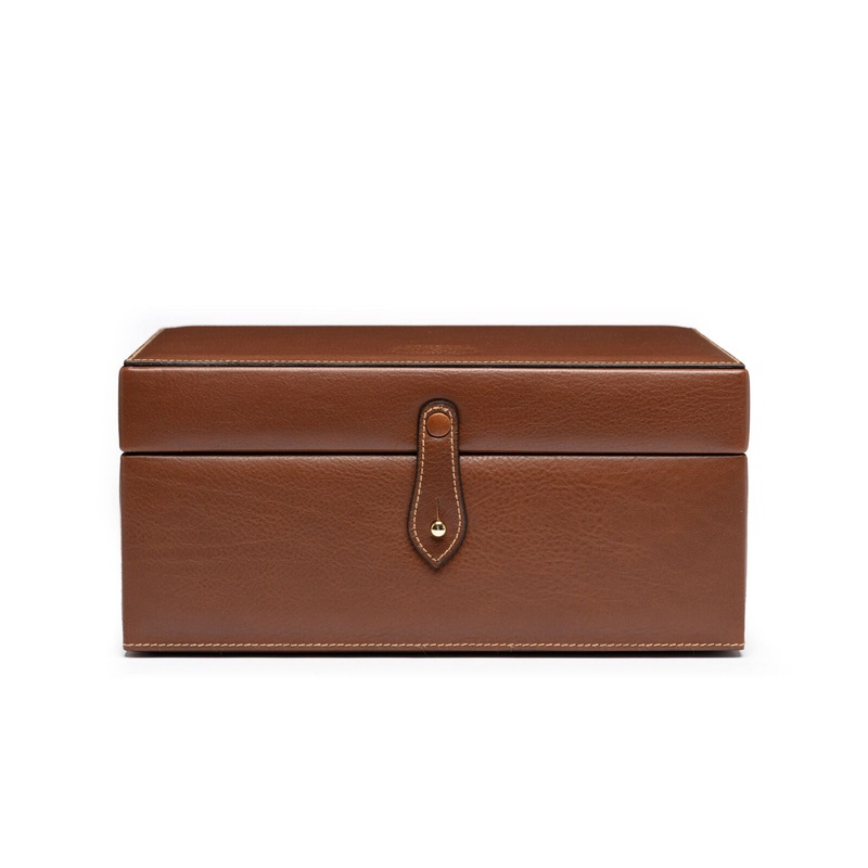 Raj Jewelry and Watch Box in Vintage Chestnut Leather