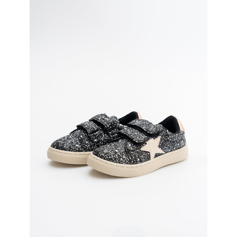 Sparkly Black Velcro Sneakers