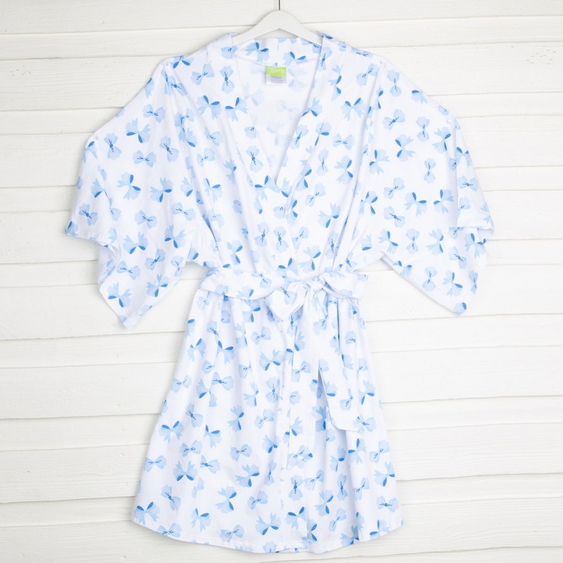 Blue Bow Print Women's Robe