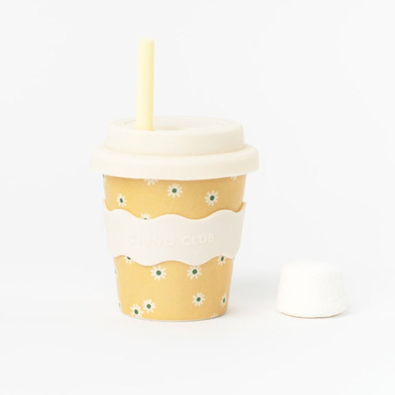 Chino Club | Baby Chino Cup 4oz + Straw | Yellow Daisy