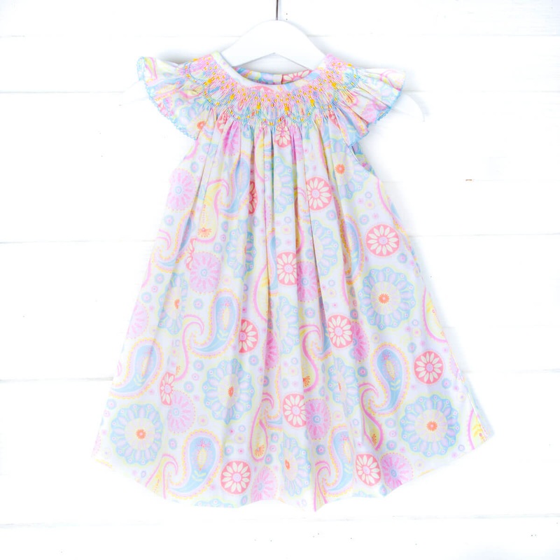 Geometric Smocked Paisley Dress