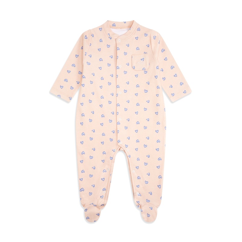 Love Heart Sleepsuit in Pink