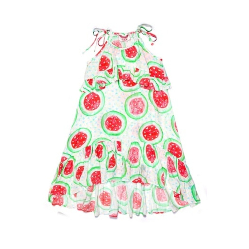 Paper wings Double Frill Maxi Watermelon Heart in multi colour print