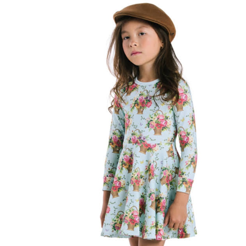 Rock your baby Basket of Flowers Waisted Dress in multi colour print E3248084906