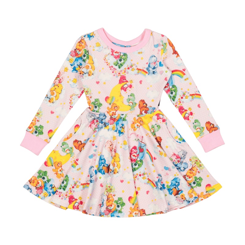 Rock your baby Care Bears friendship and rainbows LS waisted dress