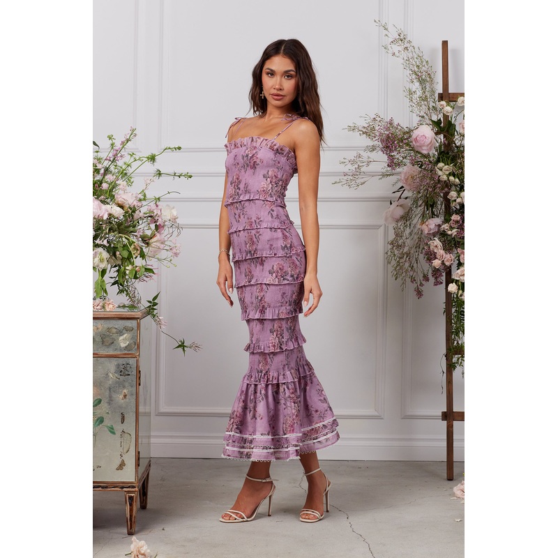 The Geranium Dress in Lilac Tapestry Rose