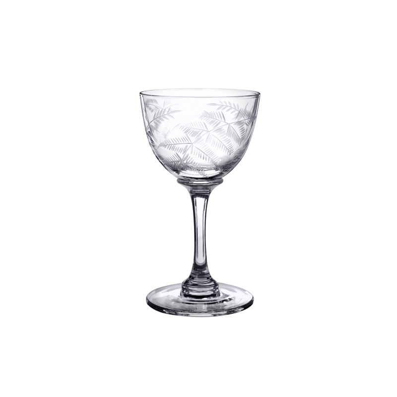 Crystal Liqueur Glasses with Fern Design, Set of Six