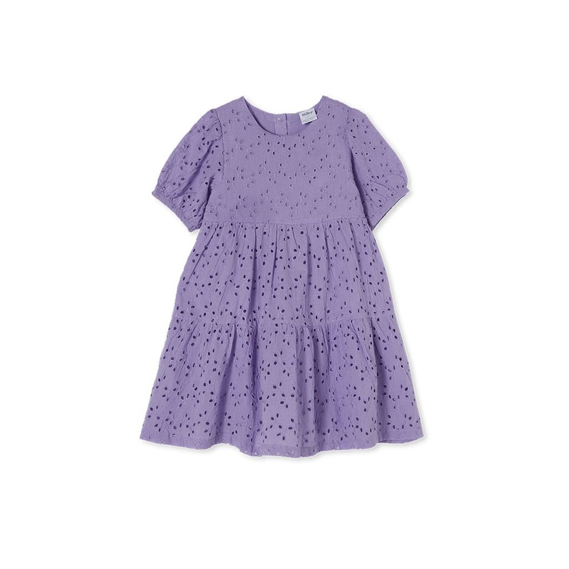Milky broderie dress lilac in purple