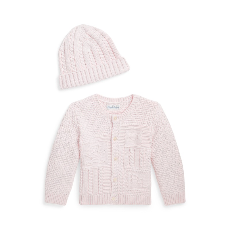 Polo Bear Cotton Cardigan & Hat Gift Set