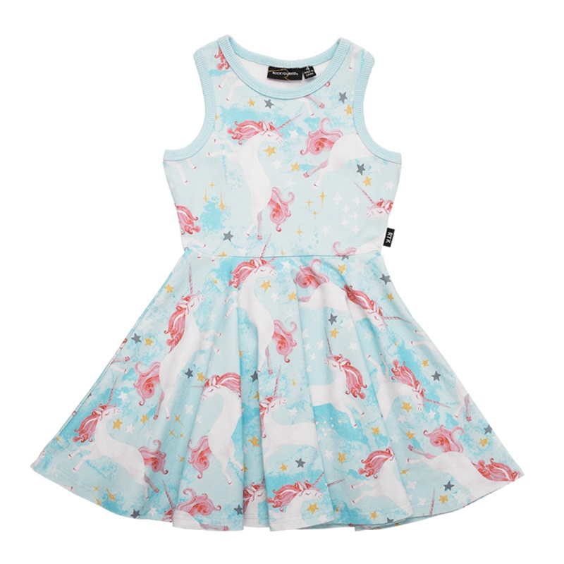 Rock Your Baby Leap of faith racer back waisted dress in blue