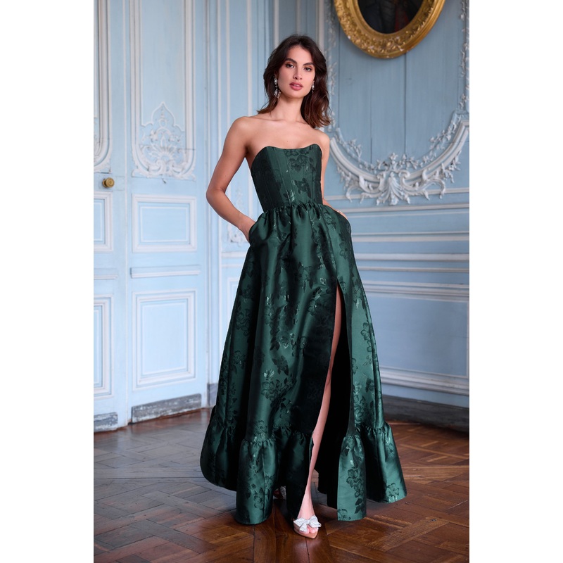The Charlotte Dress in Emerald Baroque Floral