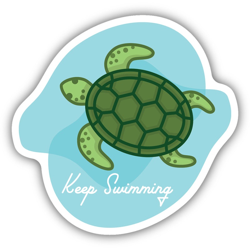 Keep Swimming Turtle Sticker 1925-LSTK