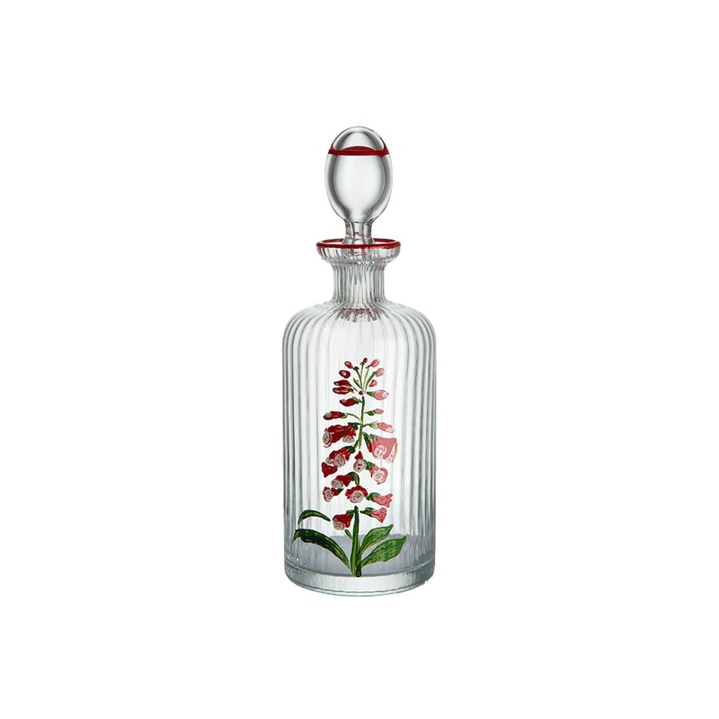 Murano Hand-Painted Oil Bottle in Red Floral