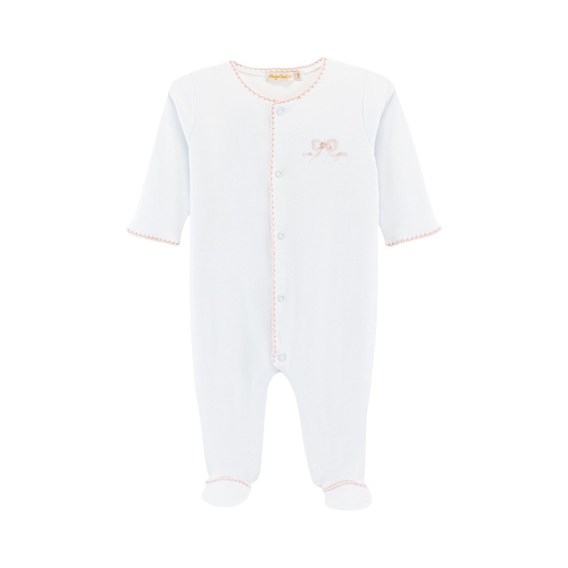 Pretty Bows Embroidered Footie