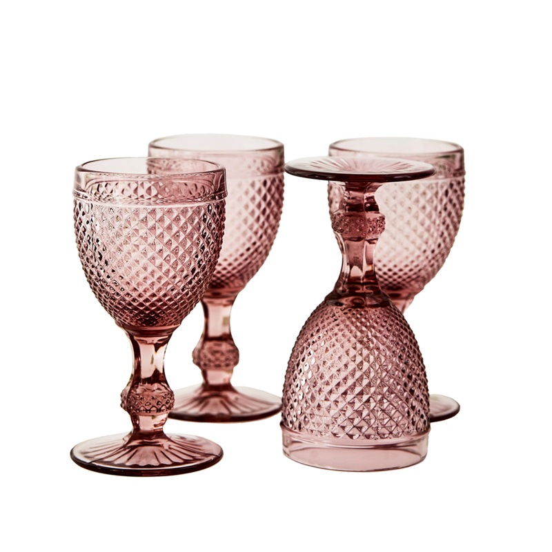 Small Blush Vintage Wine Glass, Set of 4