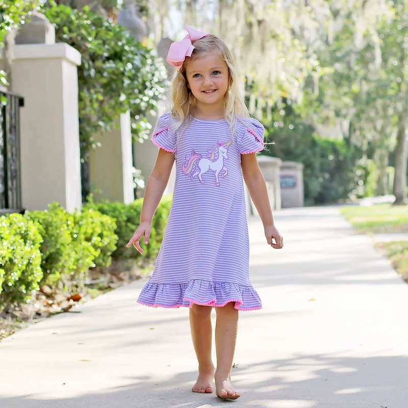 Unicorn Lavender Stripe Milly Dress