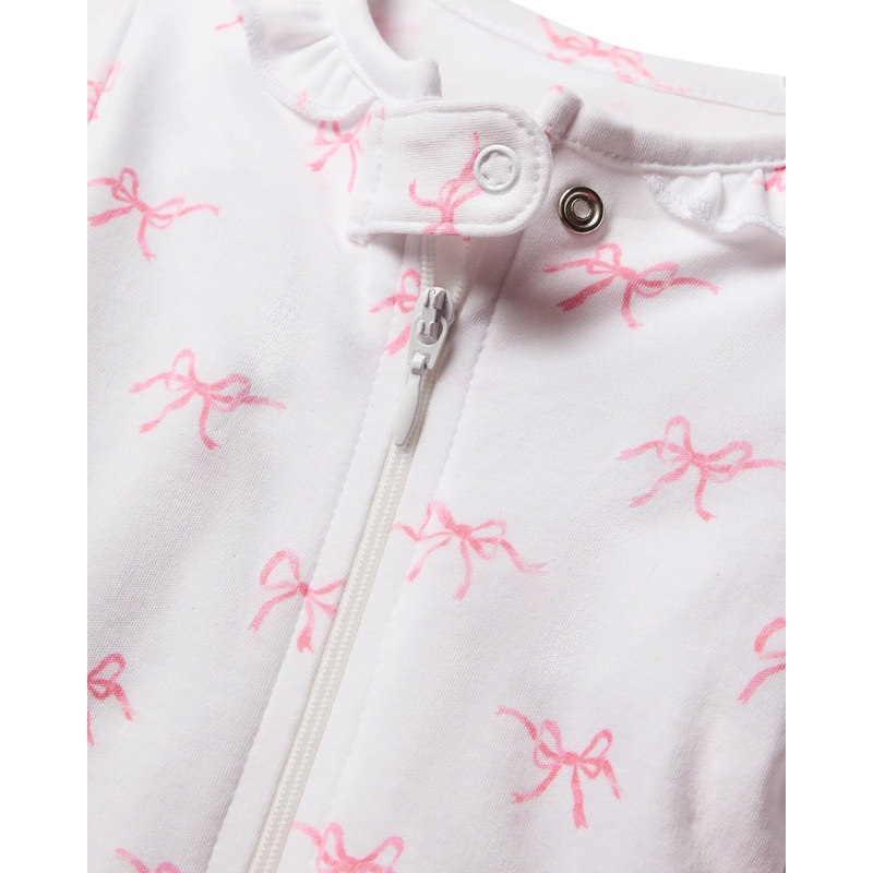 Baby's Pima Ruffle Collar Romper in Blushing Bows