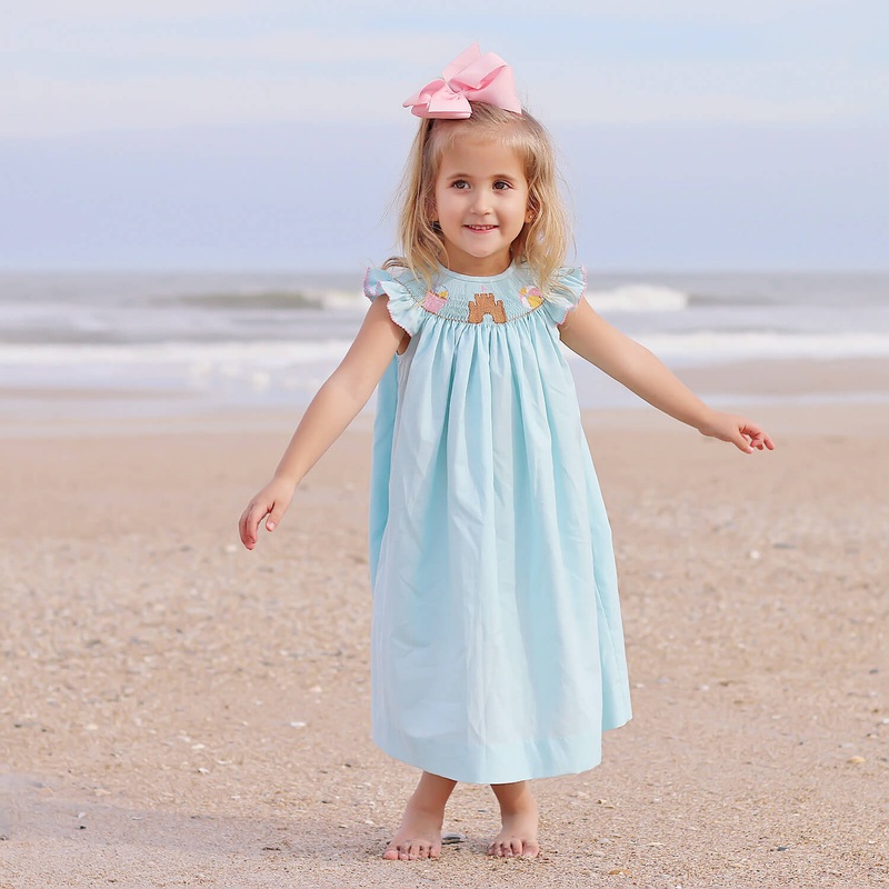 Beach Baby Mint Smocked Angel Sleeve Dress