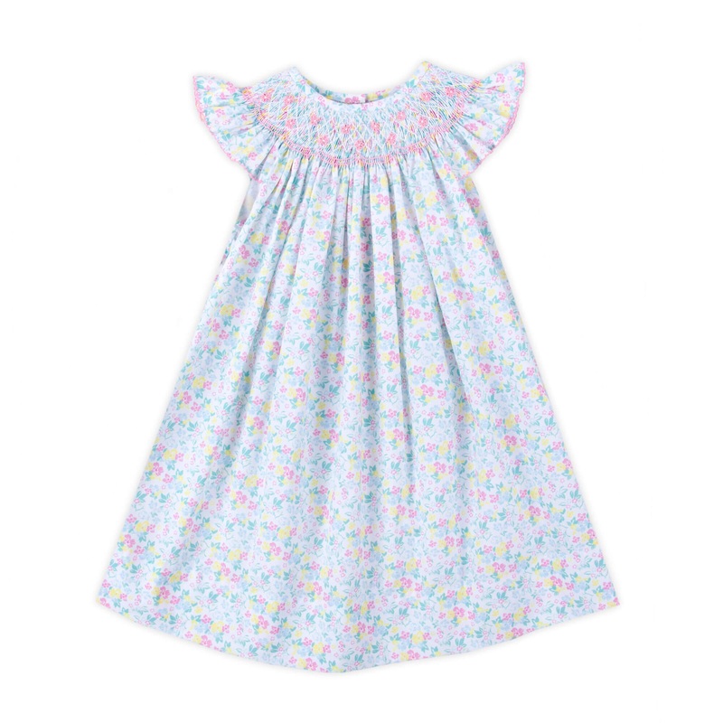 Beautiful Garden Pink Smocked Angel Sleeve Dress