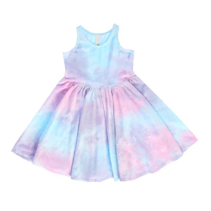 Cotton Candy Tie Dye Twirl Sleeveless Dress
