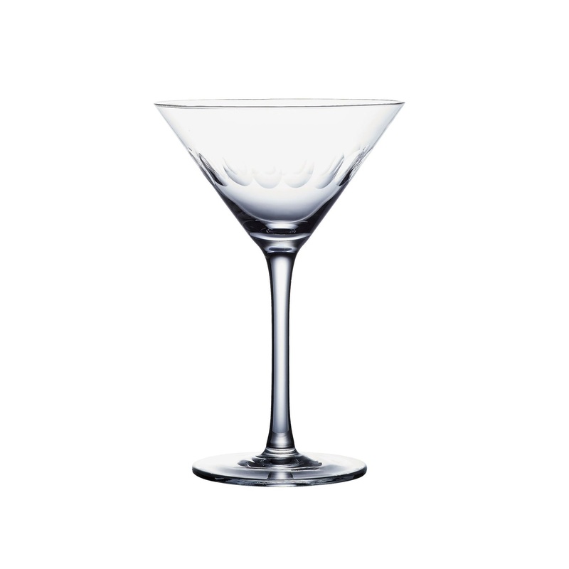 Crystal Martini Glasses With Lens Design, Set of 2