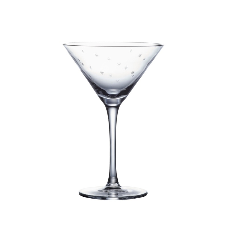Crystal Martini Glasses With Stars Design, Set of 2