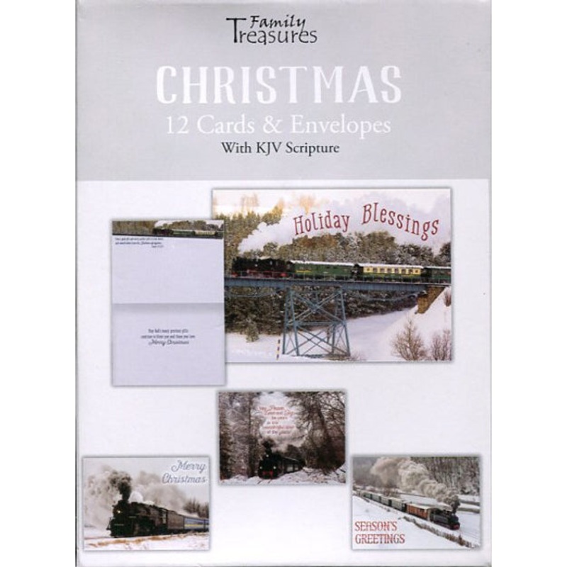 Trains In Winter Christmas Boxed Cards FT22329