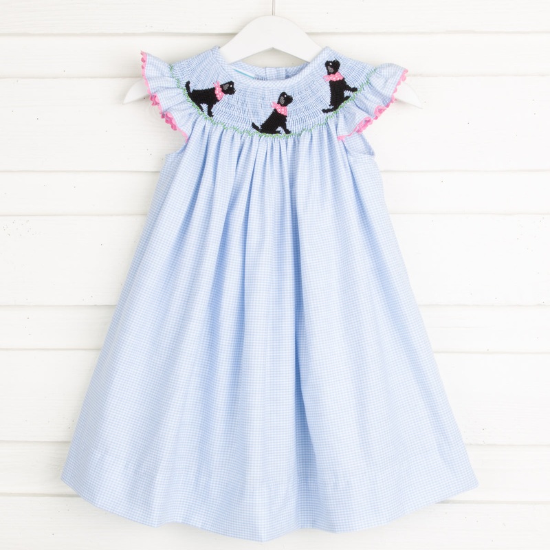Black Lab Smocked Dress Light Blue Gingham
