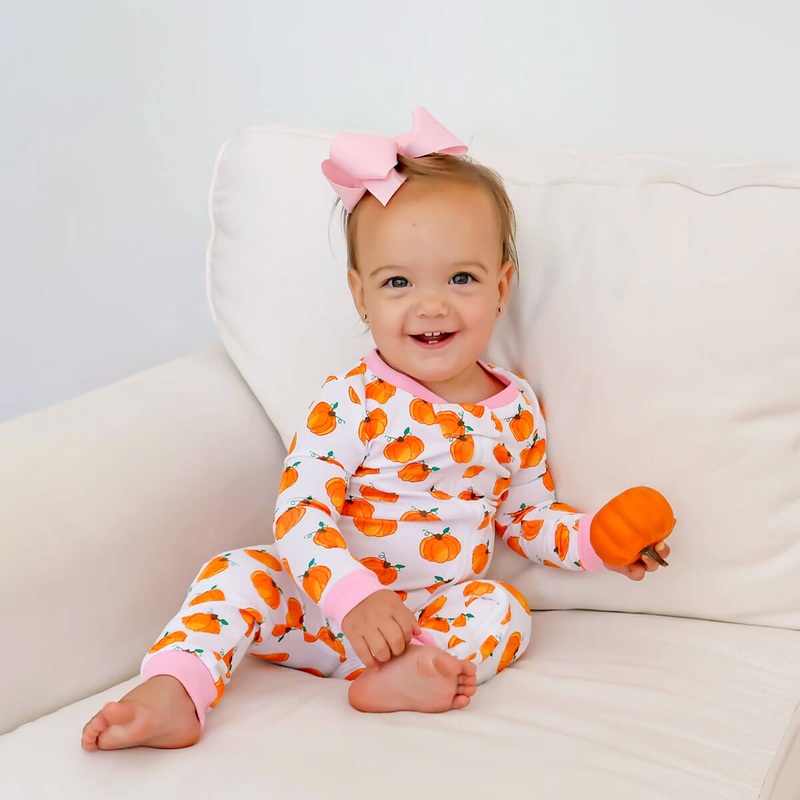 Bountiful Pumpkin Zip Sleeper Pink Trim