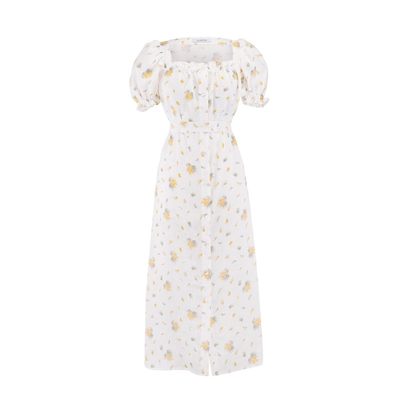 Brigitte Linen Maxi Dress in Mimosa