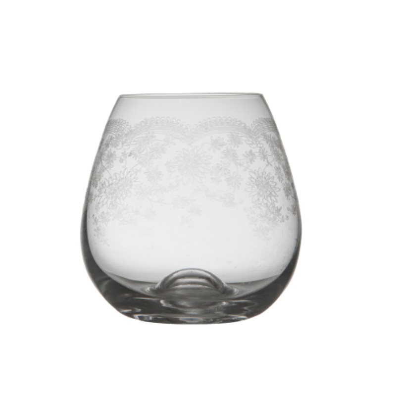Etched Stemless Wineglasses - Box of 4.
