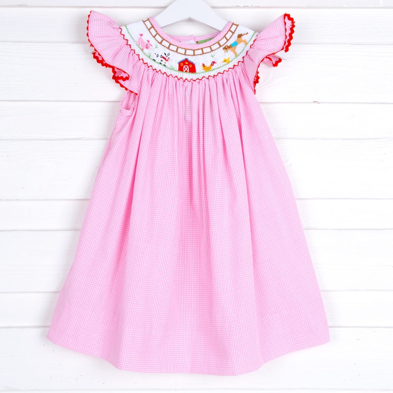 Farm Smocked Pink Gingham Dress