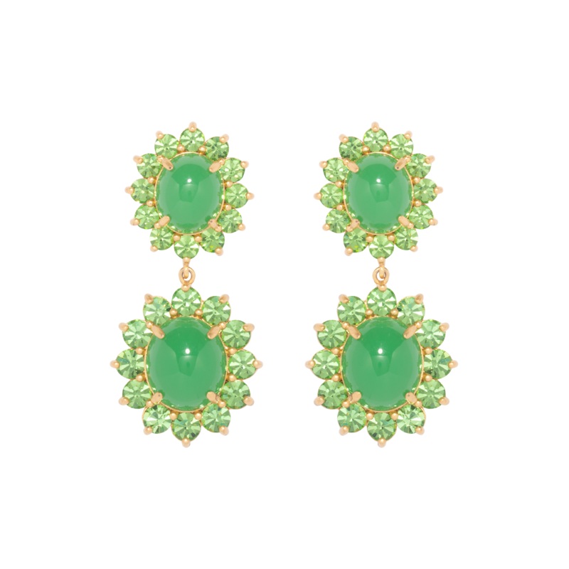 Georgie Drop Earrings in Green