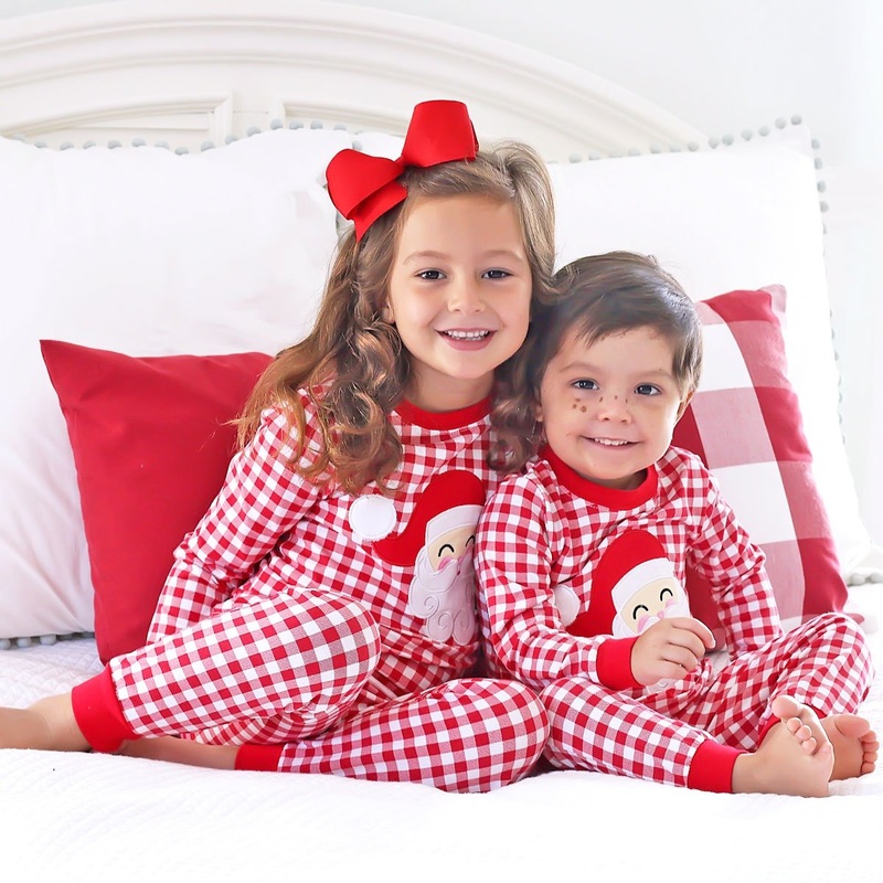 Happy Santa Red Gingham Pajamas