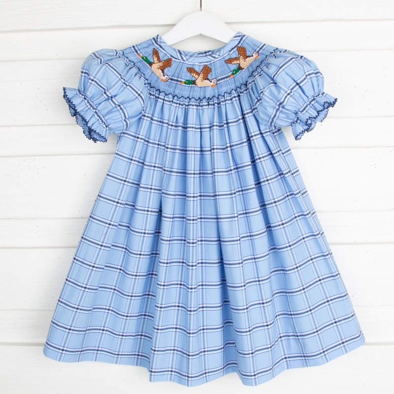 Mallard Smocked Bishop Light Blue Plaid