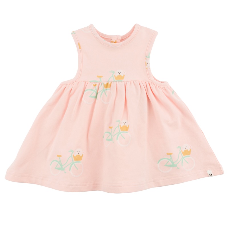 oh baby! Tank Dress - Mint Bicycles Print - Pale Pink