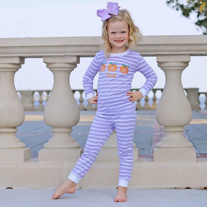 Sweet Pumpkin Lavender Stripe Pajamas