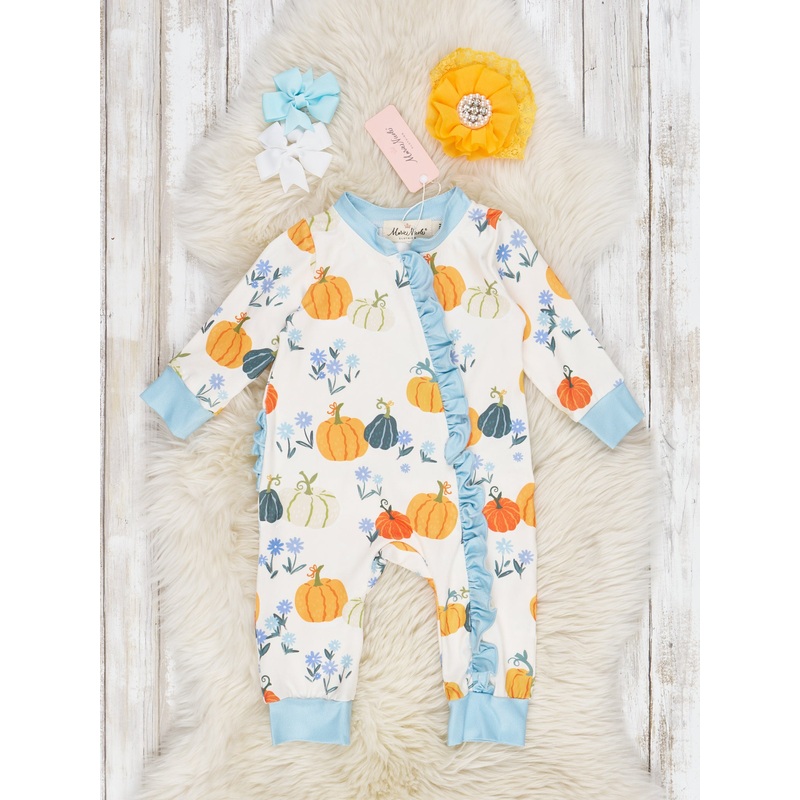 Blue Pumpkin Garden Ruffle Sleeper Pajamas